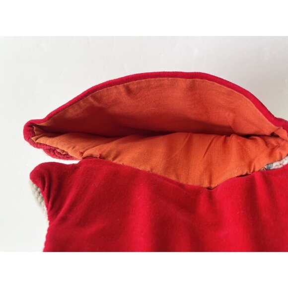 Christmas Stocking Needlepoint Santa Shape 21 in. Red White Handmade - Picture 4 of 7